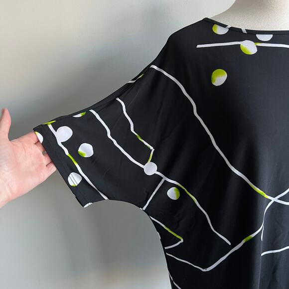 Clara Sun Woo Dolman Sleeve Tunic Black Geometric Medium M Packable Blouse - Picture 4 of 11